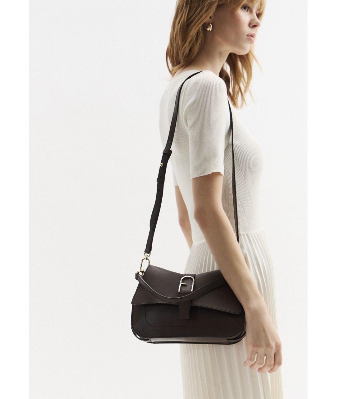 FURLA Коричневая кожаная сумка через плечо, фото 5