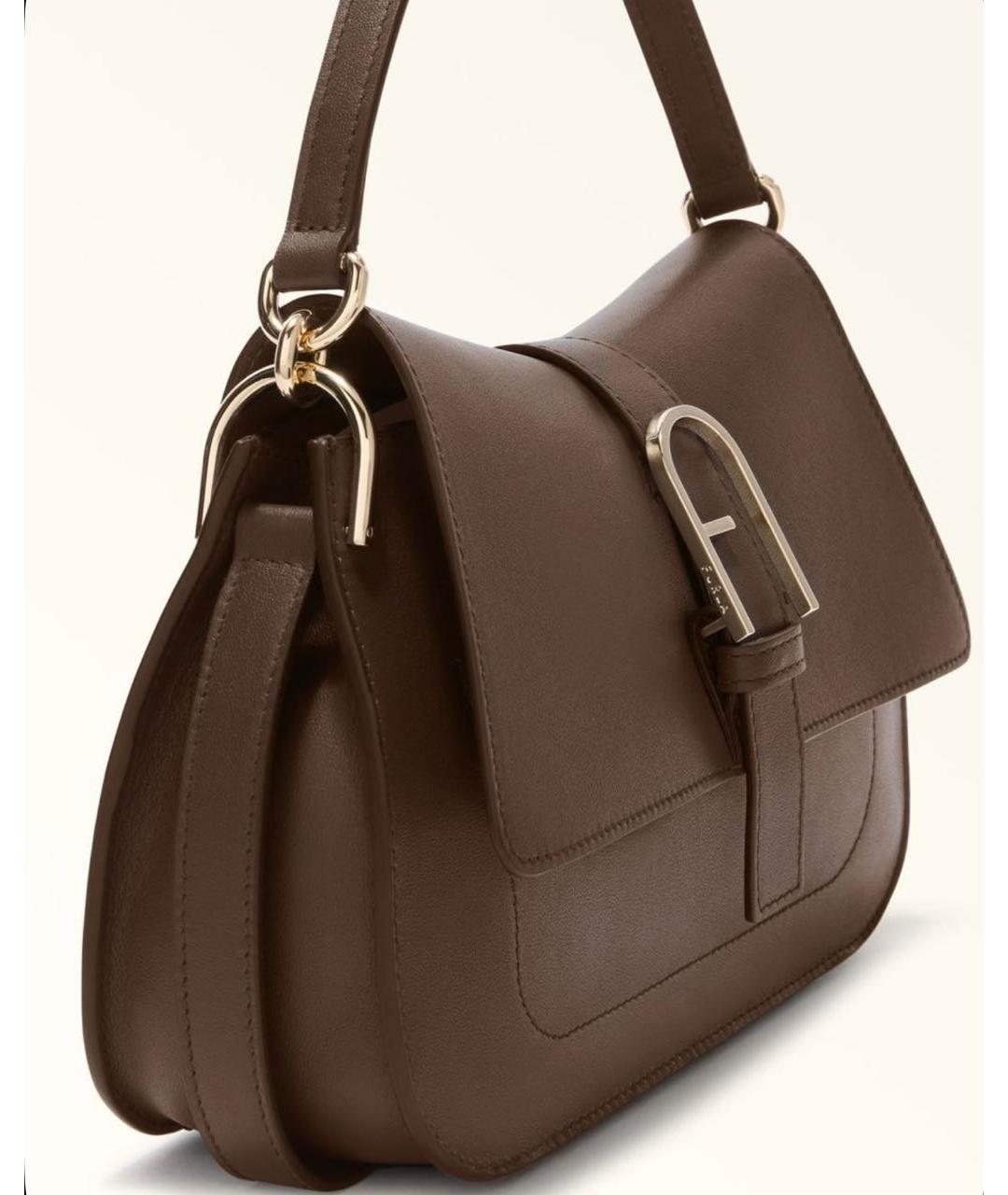 FURLA Коричневая кожаная сумка через плечо, фото 2