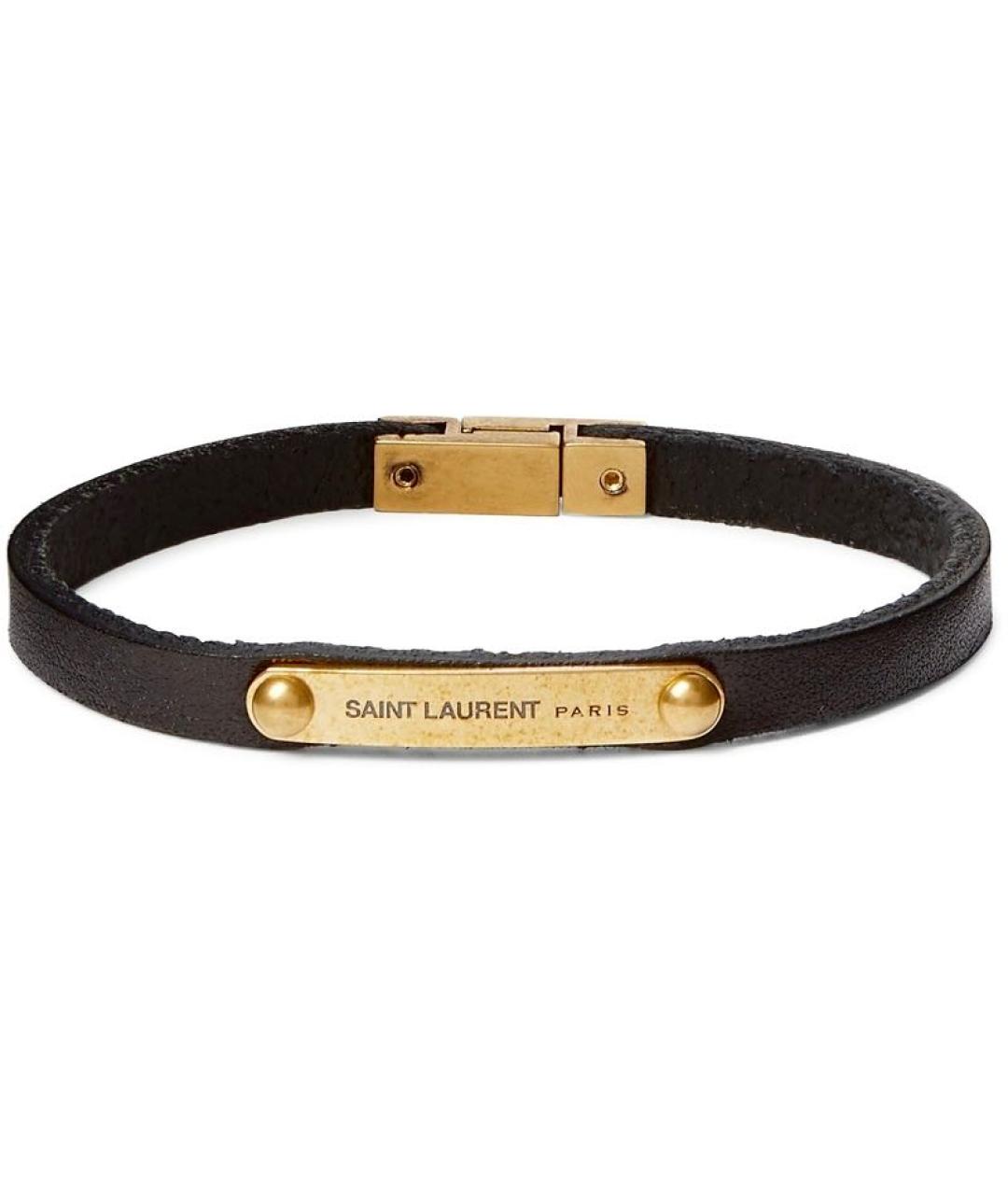 SAINT LAURENT Черный кожаный браслет, фото 9