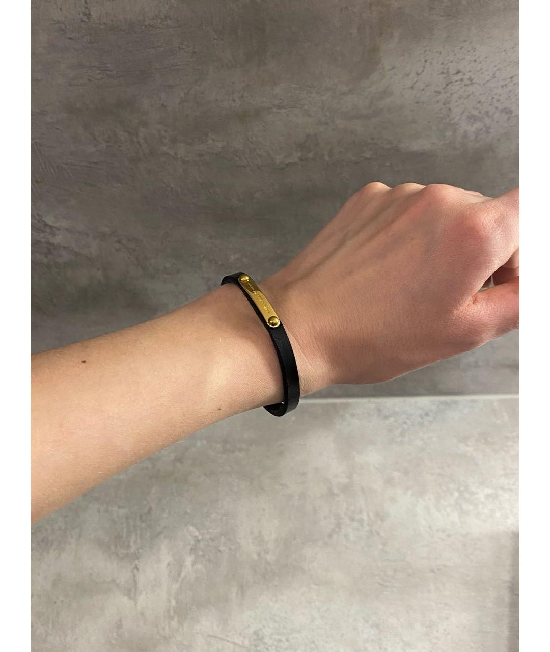 SAINT LAURENT Черный кожаный браслет, фото 8