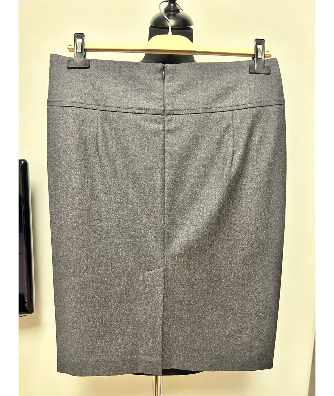 BRUNELLO CUCINELLI Серая шерстяная юбка миди, фото 2