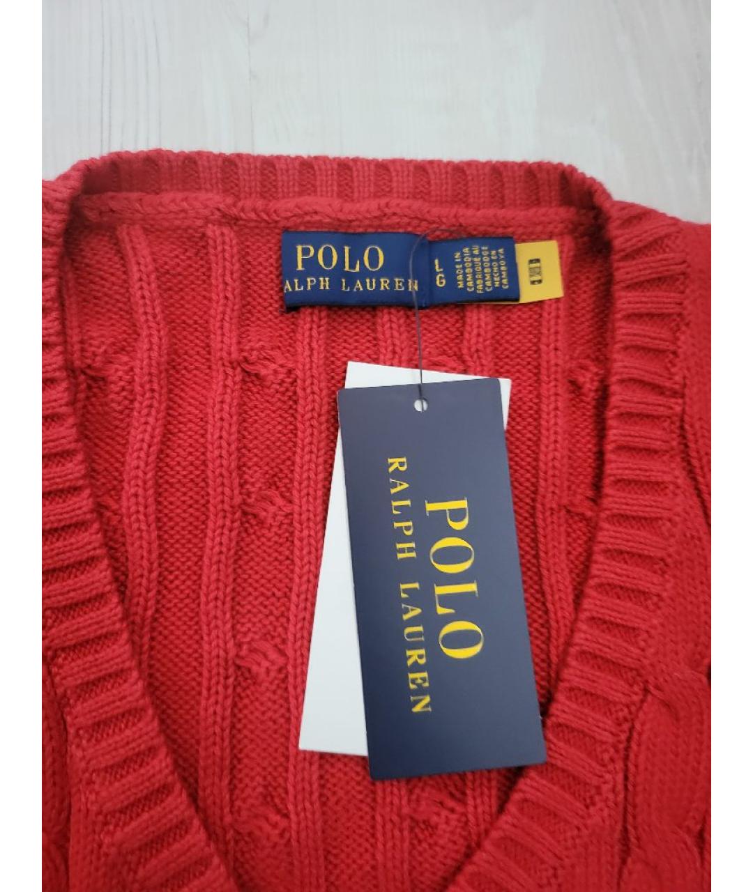 POLO RALPH LAUREN Красный хлопковый джемпер / свитер, фото 4