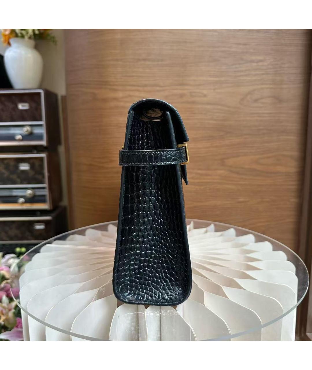 SAINT LAURENT Черная кожаная сумка через плечо, фото 5