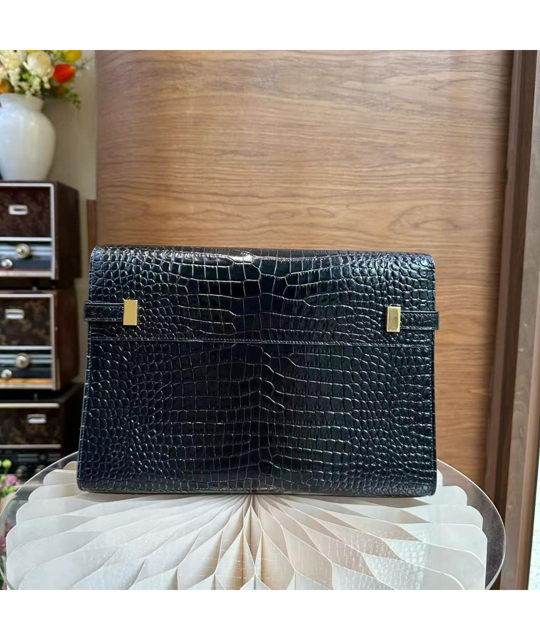 SAINT LAURENT Черная кожаная сумка через плечо, фото 6