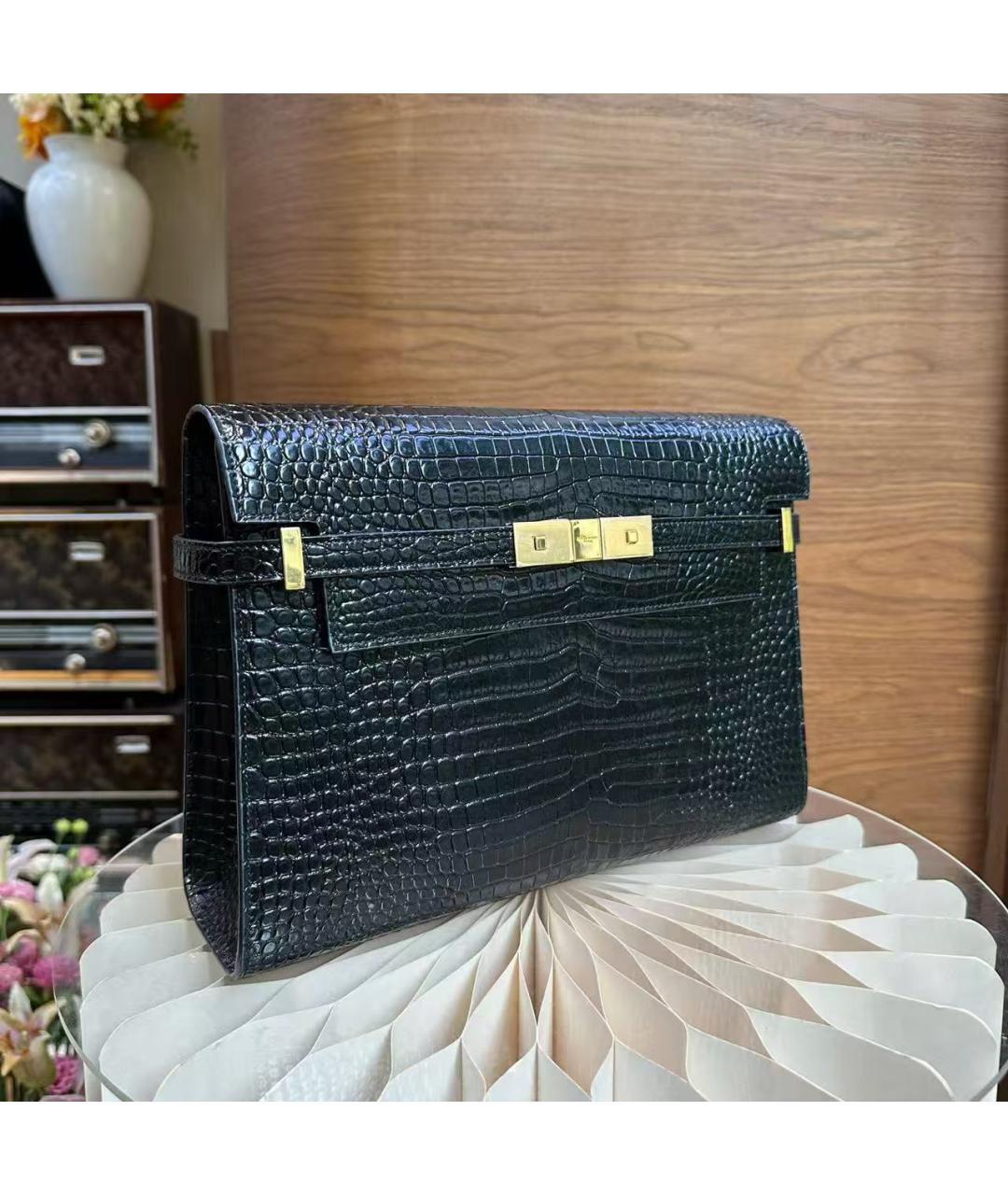 SAINT LAURENT Черная кожаная сумка через плечо, фото 4