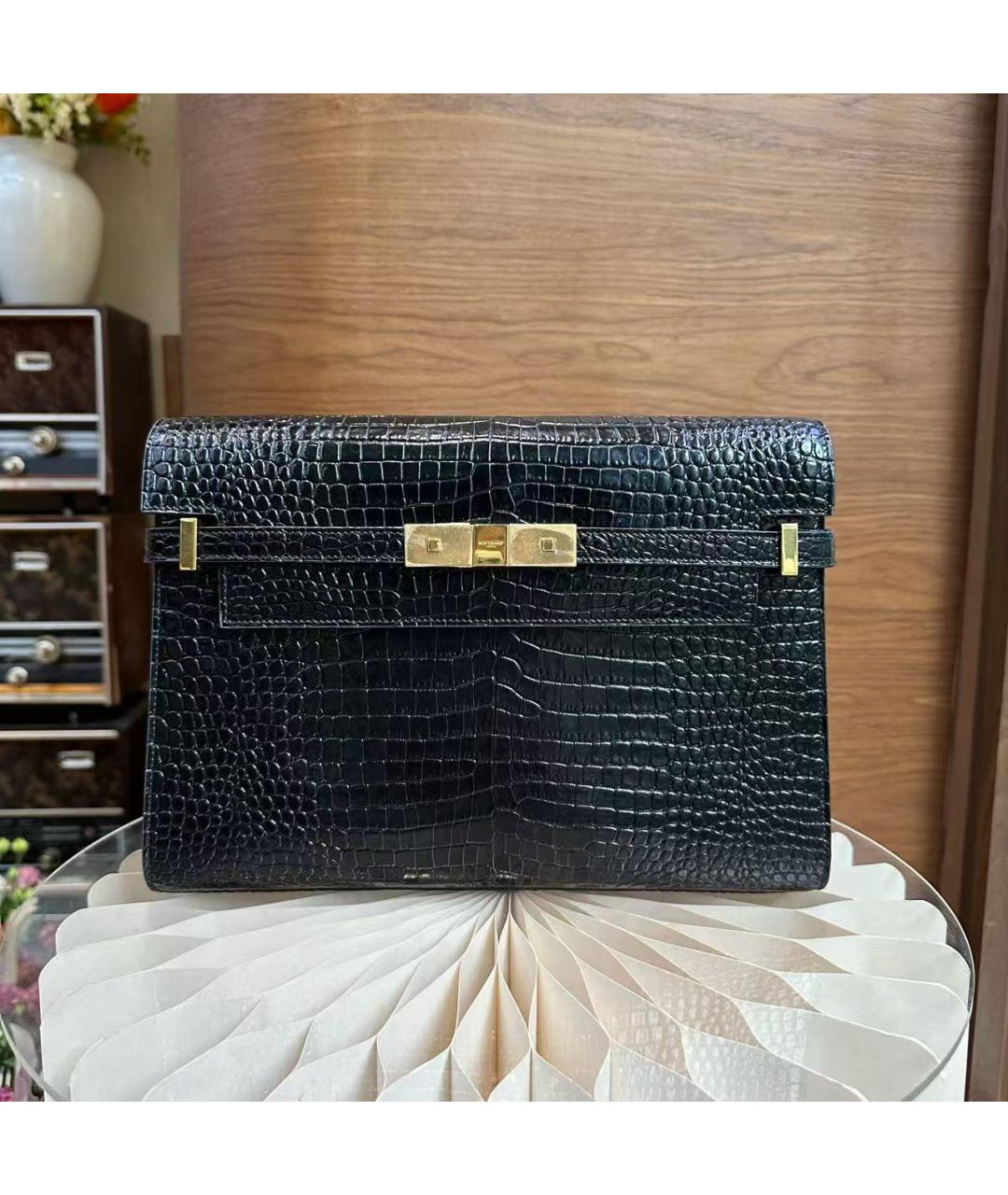 SAINT LAURENT Черная кожаная сумка через плечо, фото 3