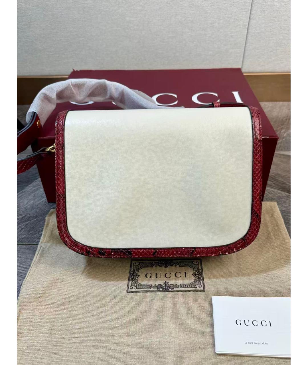 GUCCI Бежевая сумка через плечо из экзотической кожи, фото 3