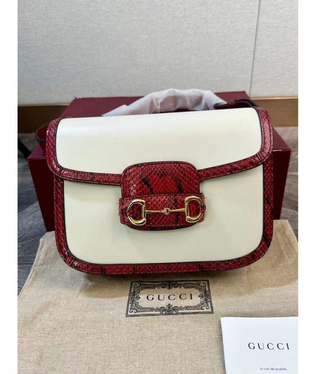 GUCCI Бежевая сумка через плечо из экзотической кожи, фото 2