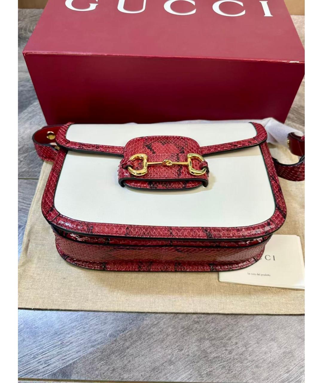 GUCCI Бежевая сумка через плечо из экзотической кожи, фото 5