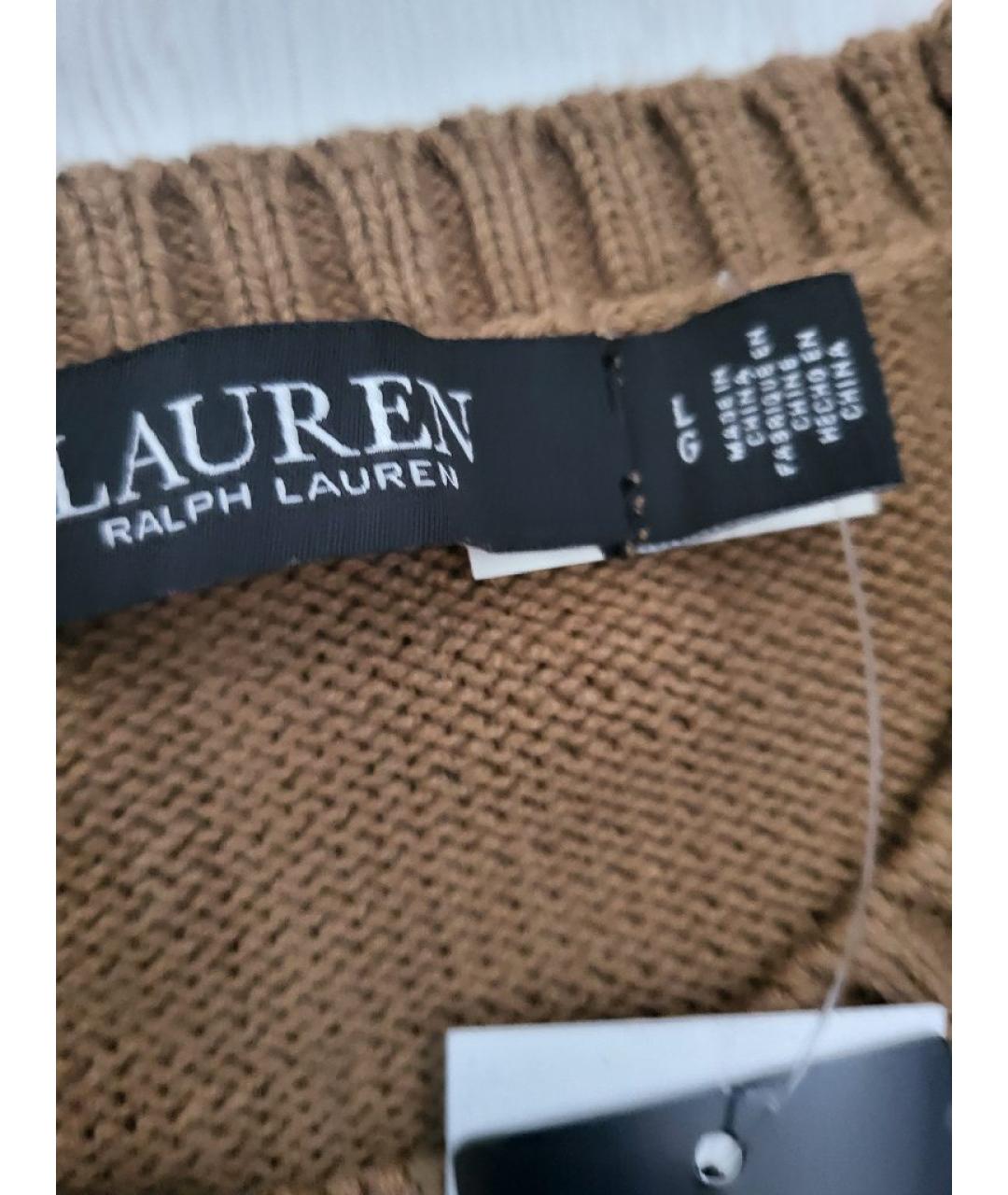 RALPH LAUREN Коричневый хлопковый джемпер / свитер, фото 7