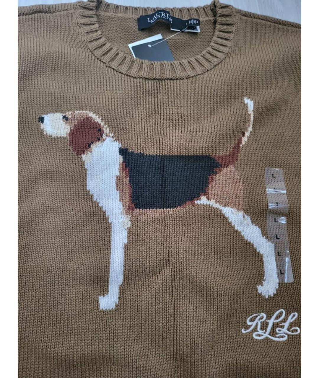 RALPH LAUREN Коричневый хлопковый джемпер / свитер, фото 3
