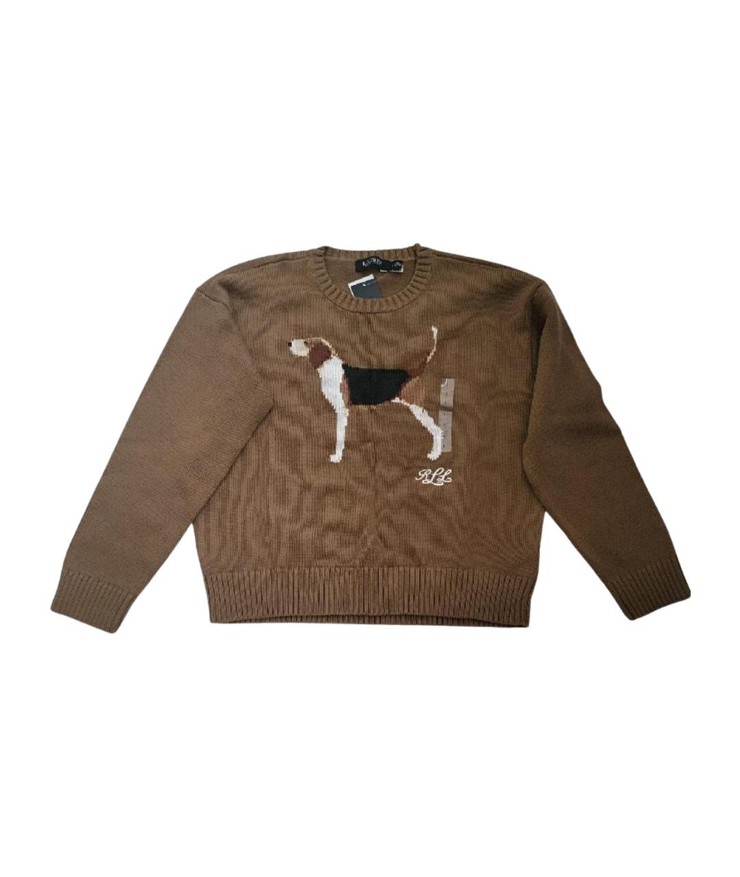 RALPH LAUREN Коричневый хлопковый джемпер / свитер, фото 1