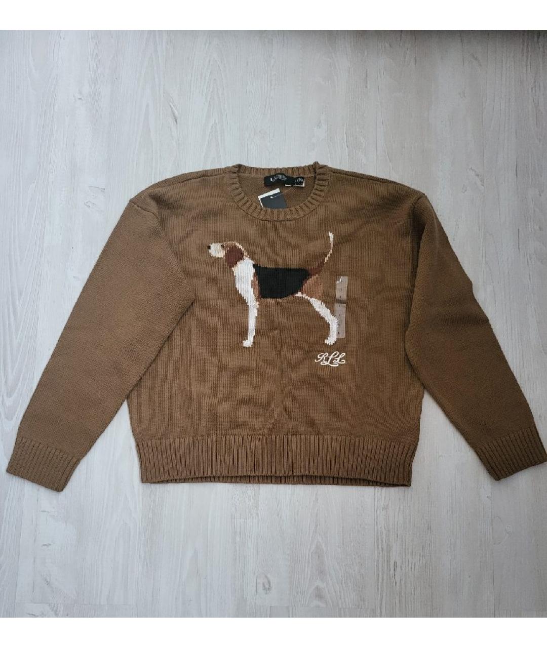 RALPH LAUREN Коричневый хлопковый джемпер / свитер, фото 8