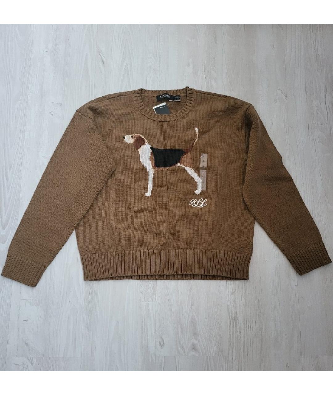 RALPH LAUREN Коричневый хлопковый джемпер / свитер, фото 2