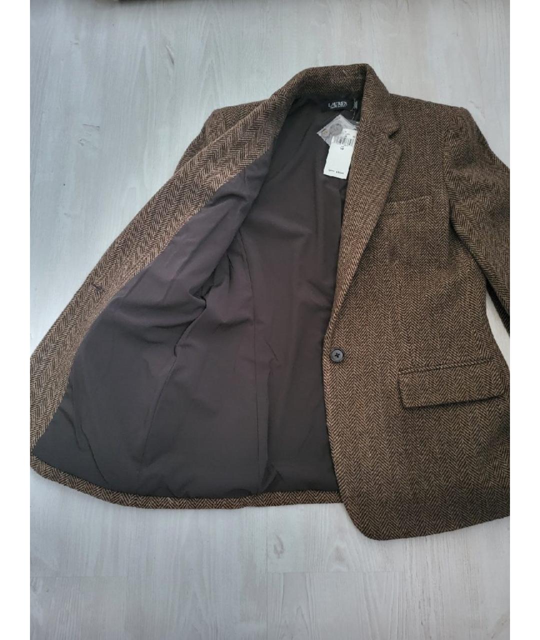 RALPH LAUREN Коричневый шерстяной жакет/пиджак, фото 4