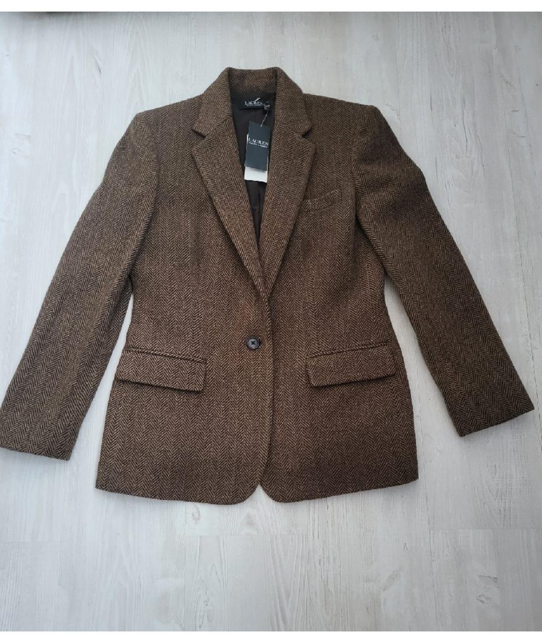 RALPH LAUREN Коричневый шерстяной жакет/пиджак, фото 9