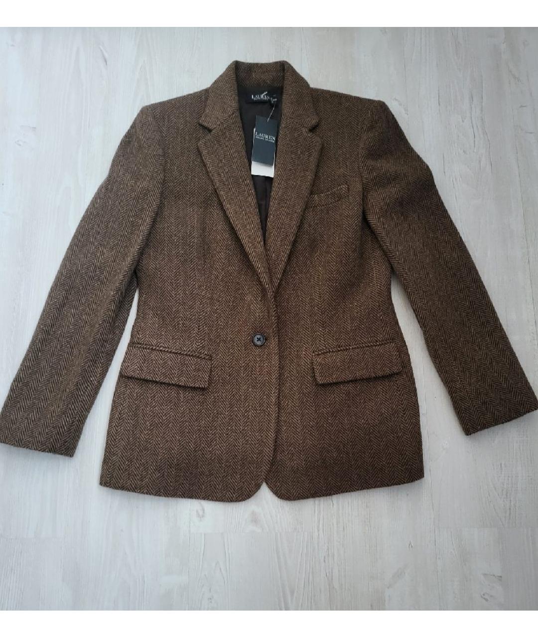 RALPH LAUREN Коричневый шерстяной жакет/пиджак, фото 2
