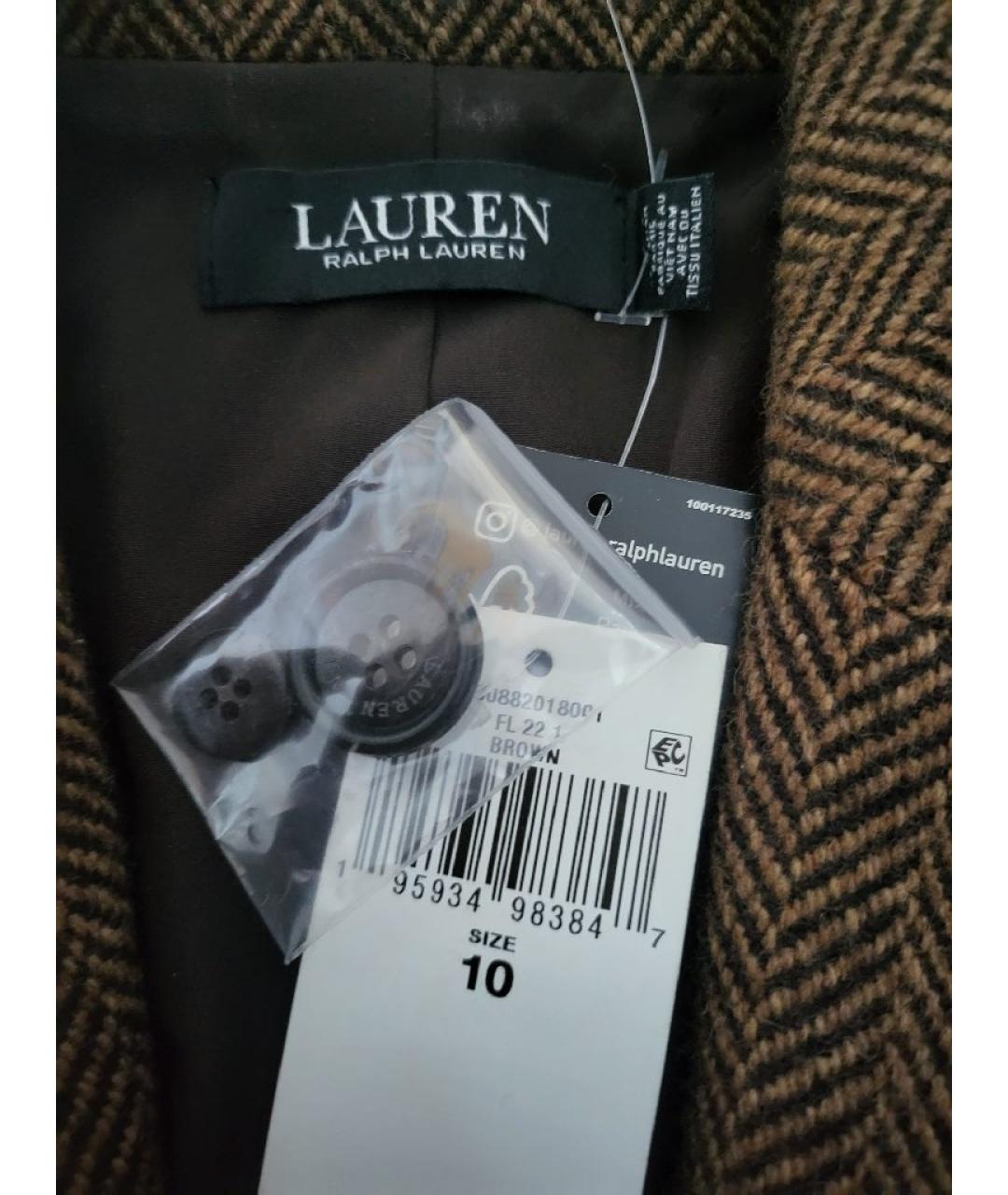 RALPH LAUREN Коричневый шерстяной жакет/пиджак, фото 6