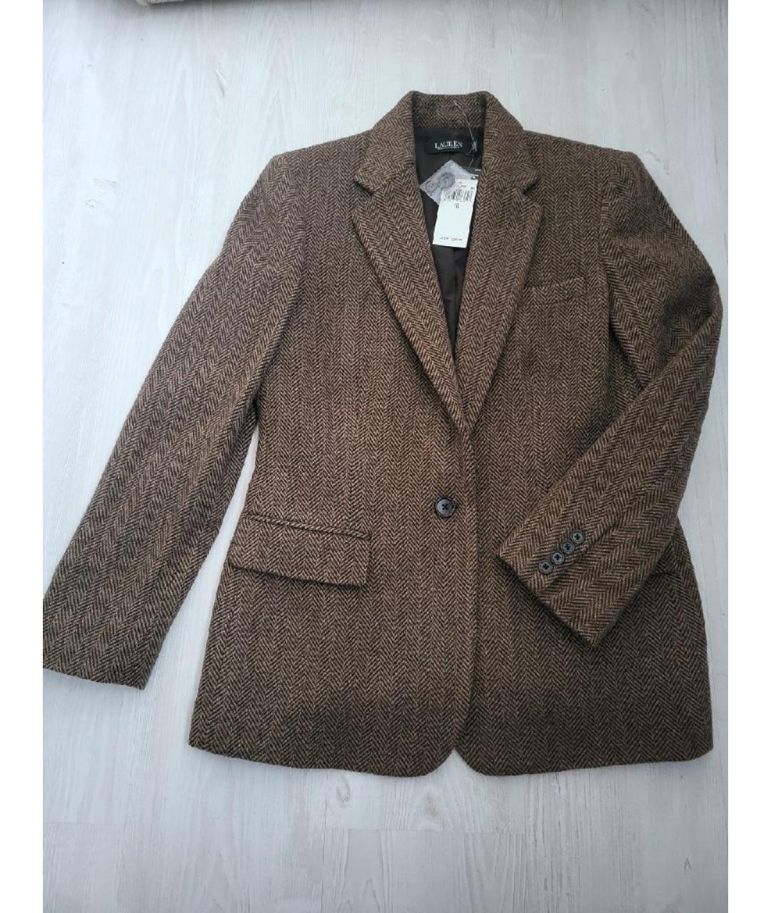 RALPH LAUREN Коричневый шерстяной жакет/пиджак, фото 3