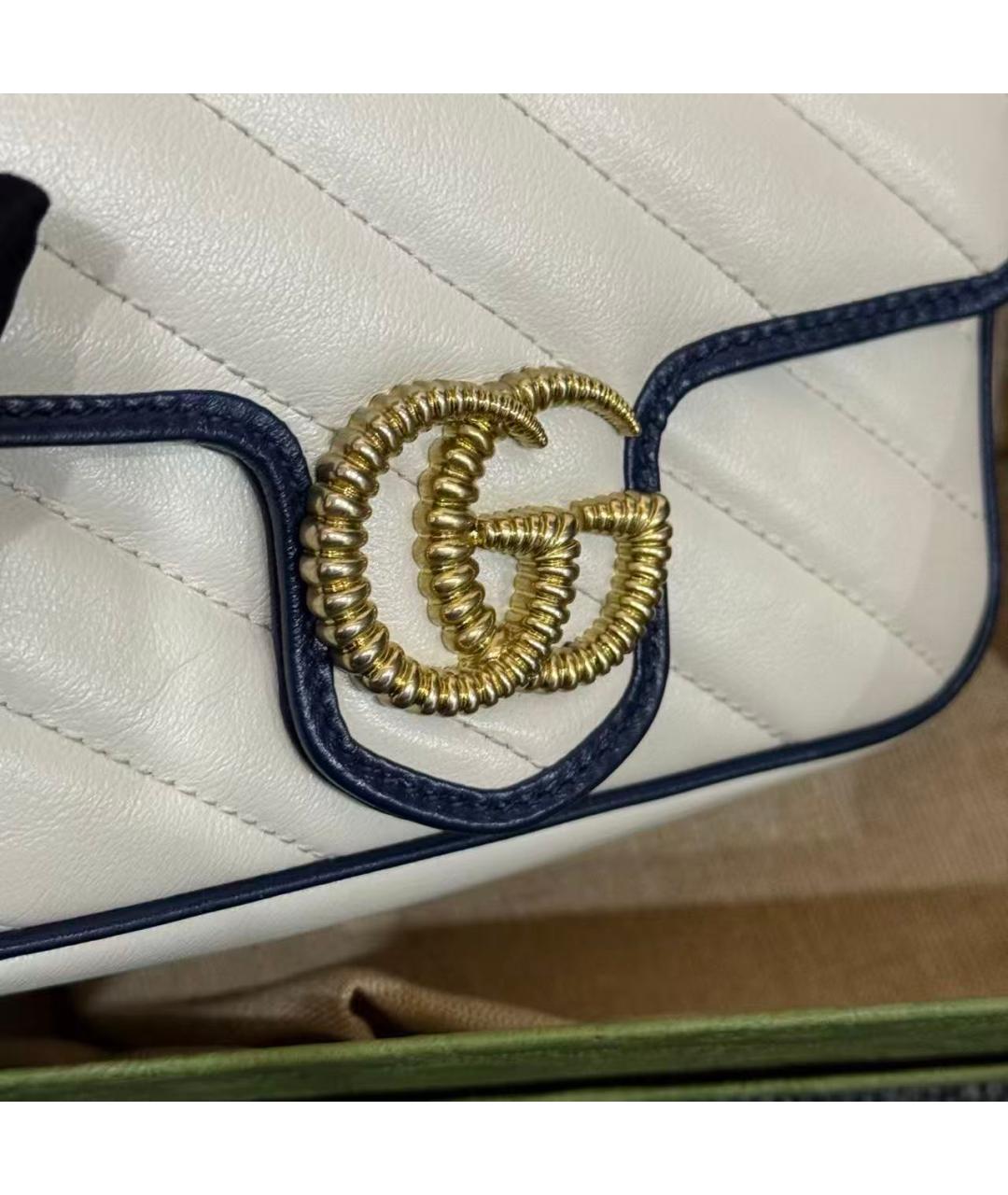 GUCCI Белая кожаная сумка через плечо, фото 5