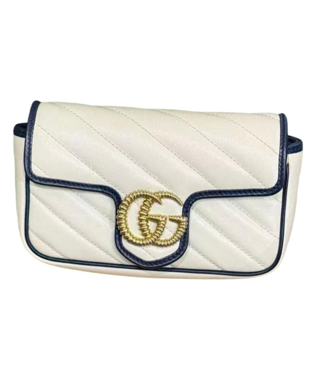 GUCCI Белая кожаная сумка через плечо, фото 6