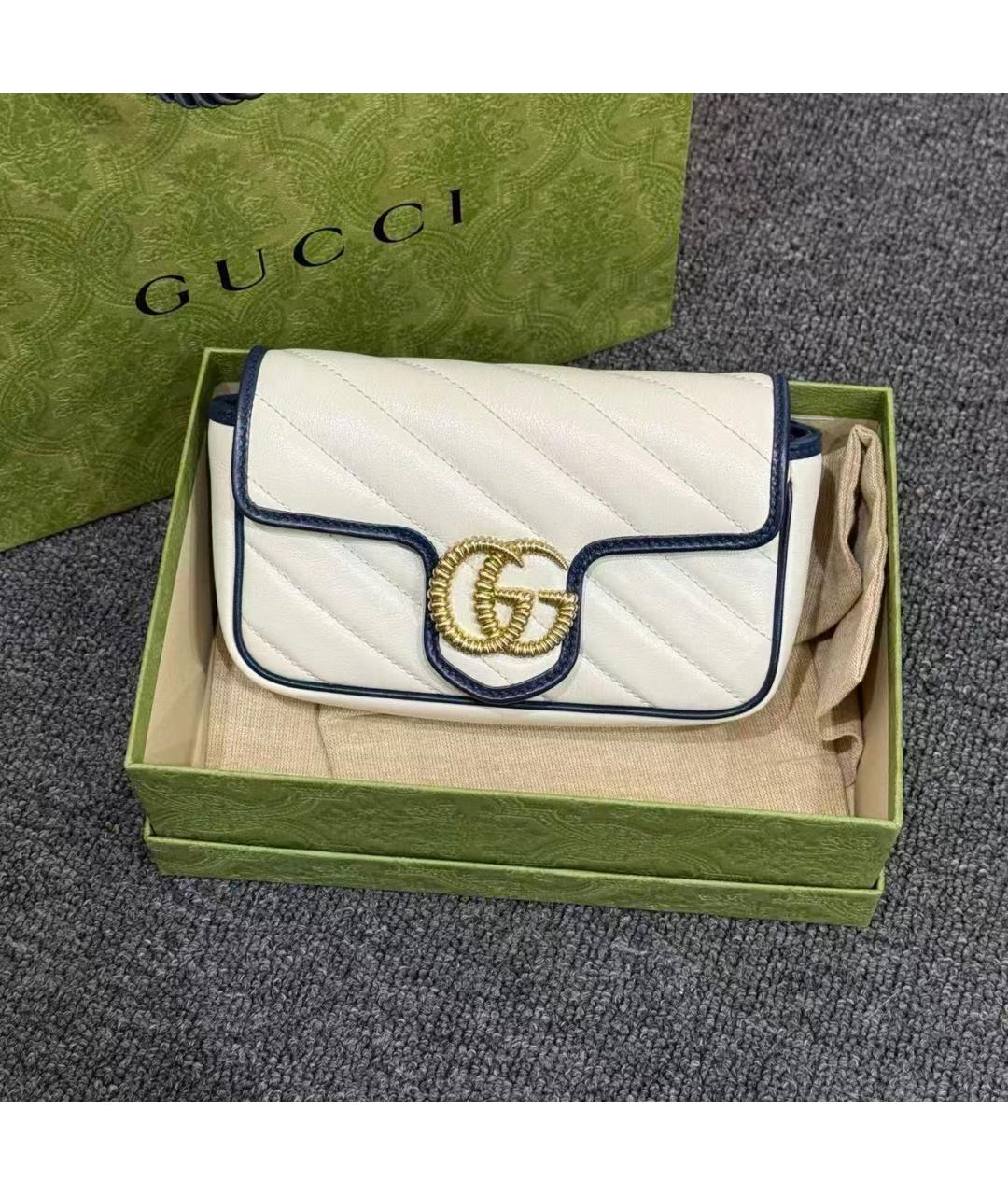 GUCCI Белая кожаная сумка через плечо, фото 2
