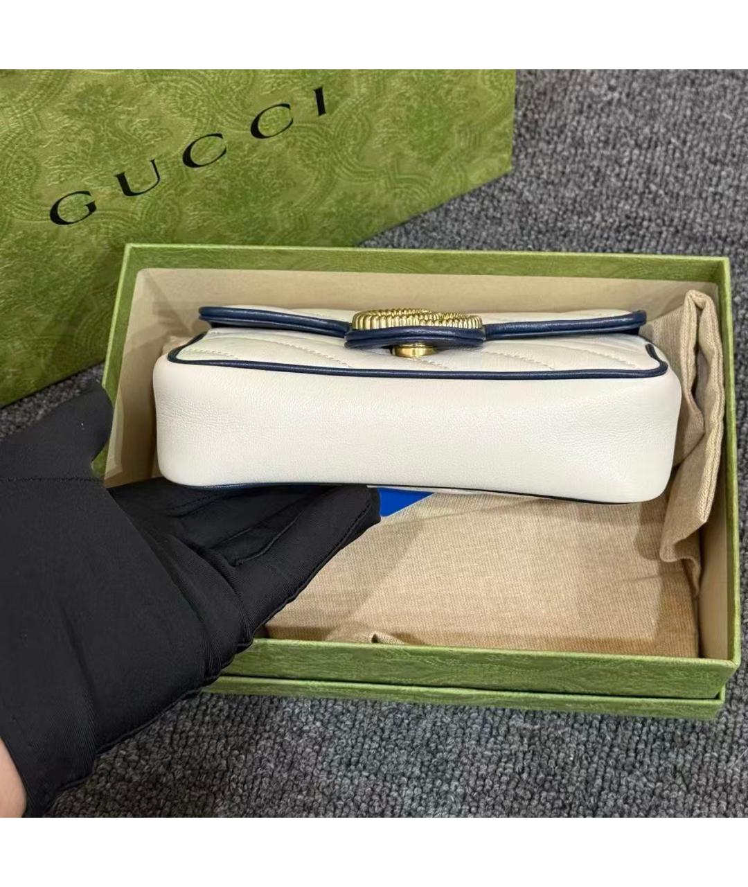 GUCCI Белая кожаная сумка через плечо, фото 4