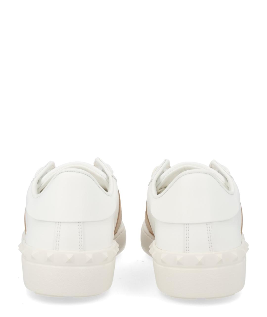 VALENTINO Бежевые кожаные низкие кроссовки / кеды, фото 3