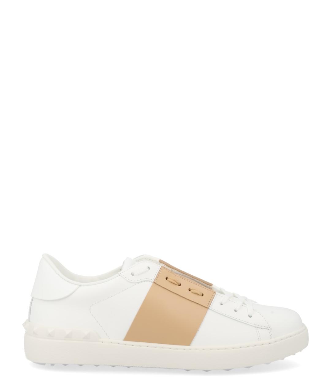 VALENTINO Бежевые кожаные низкие кроссовки / кеды, фото 1