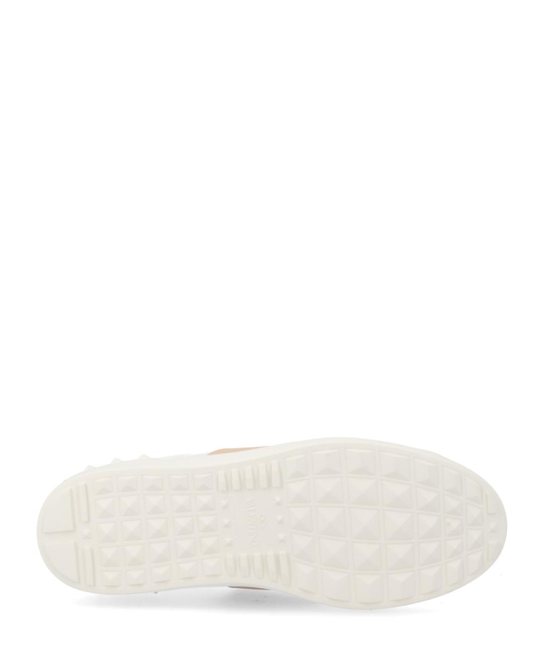 VALENTINO Бежевые кожаные низкие кроссовки / кеды, фото 6