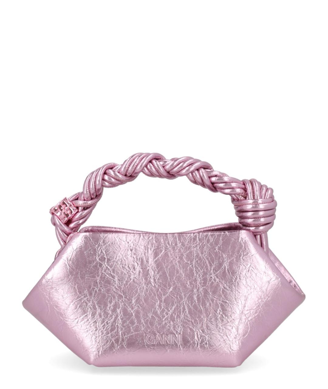 GANNI Розовая сумка с короткими ручками из искусственной кожи, фото 3