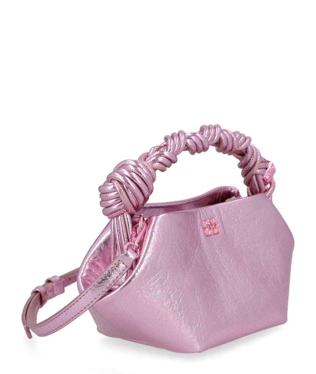 GANNI Розовая сумка с короткими ручками из искусственной кожи, фото 2