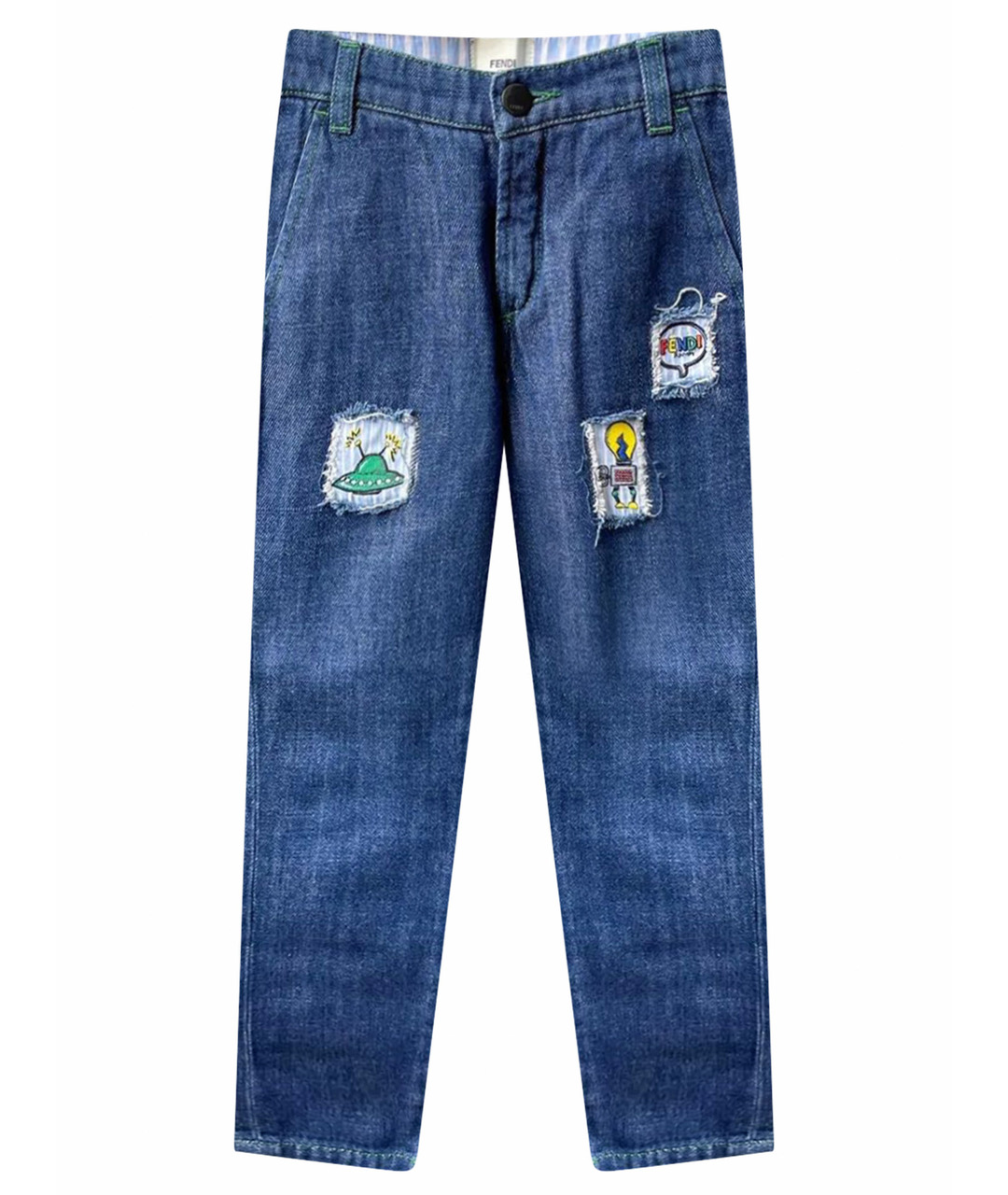 FENDI Синие хлопковые детские джинсы, фото 1