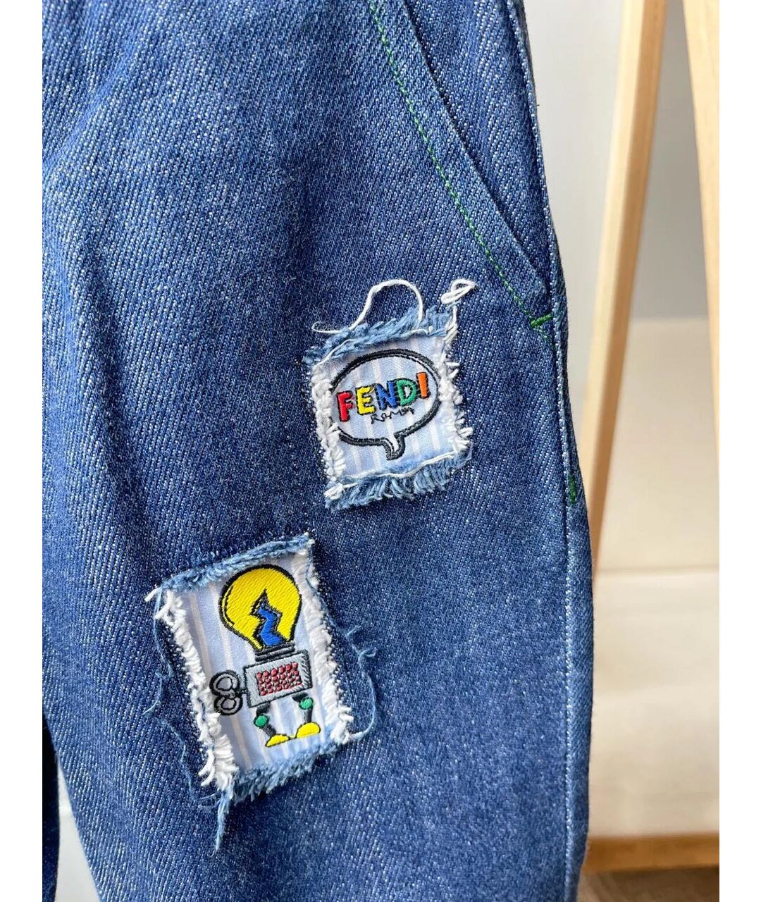 FENDI Синие хлопковые детские джинсы, фото 4