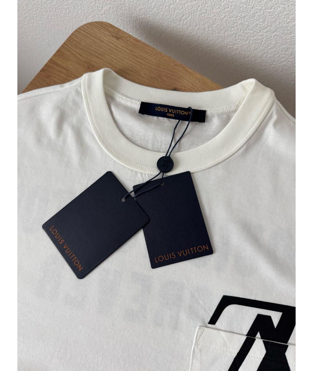LOUIS VUITTON Белая хлопковая футболка, фото 4