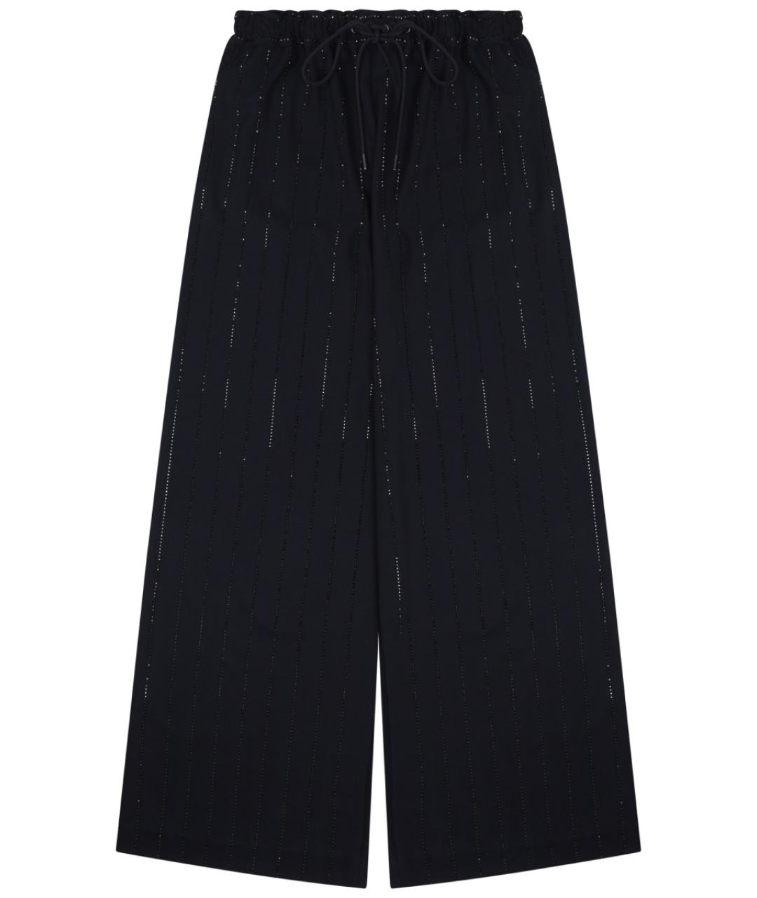 SELF-PORTRAIT Темно-синие полиэстеровые прямые брюки, фото 1