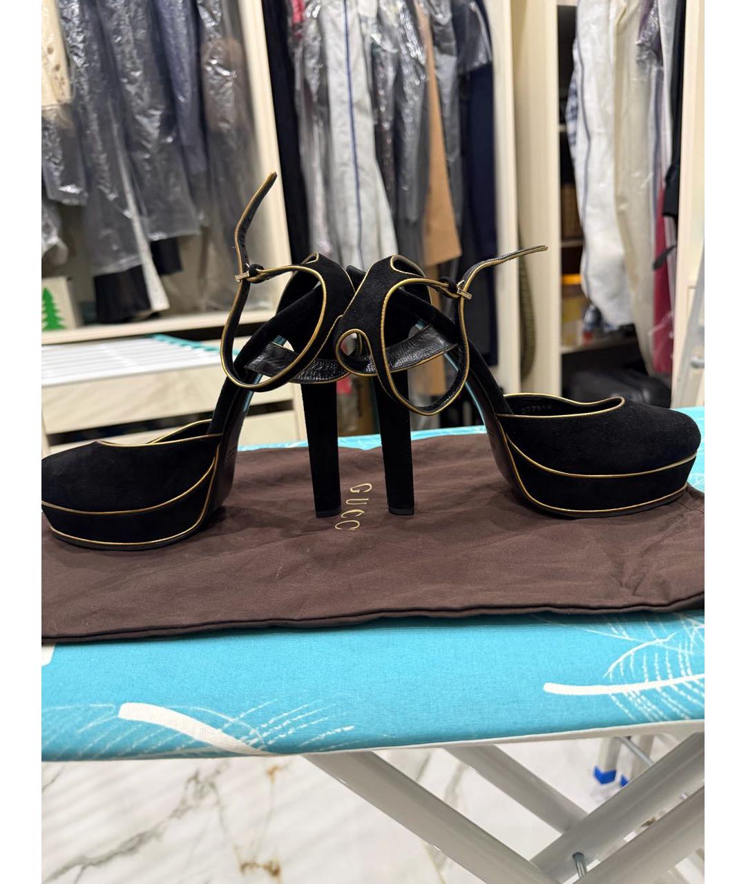 GUCCI Черные замшевые туфли, фото 6