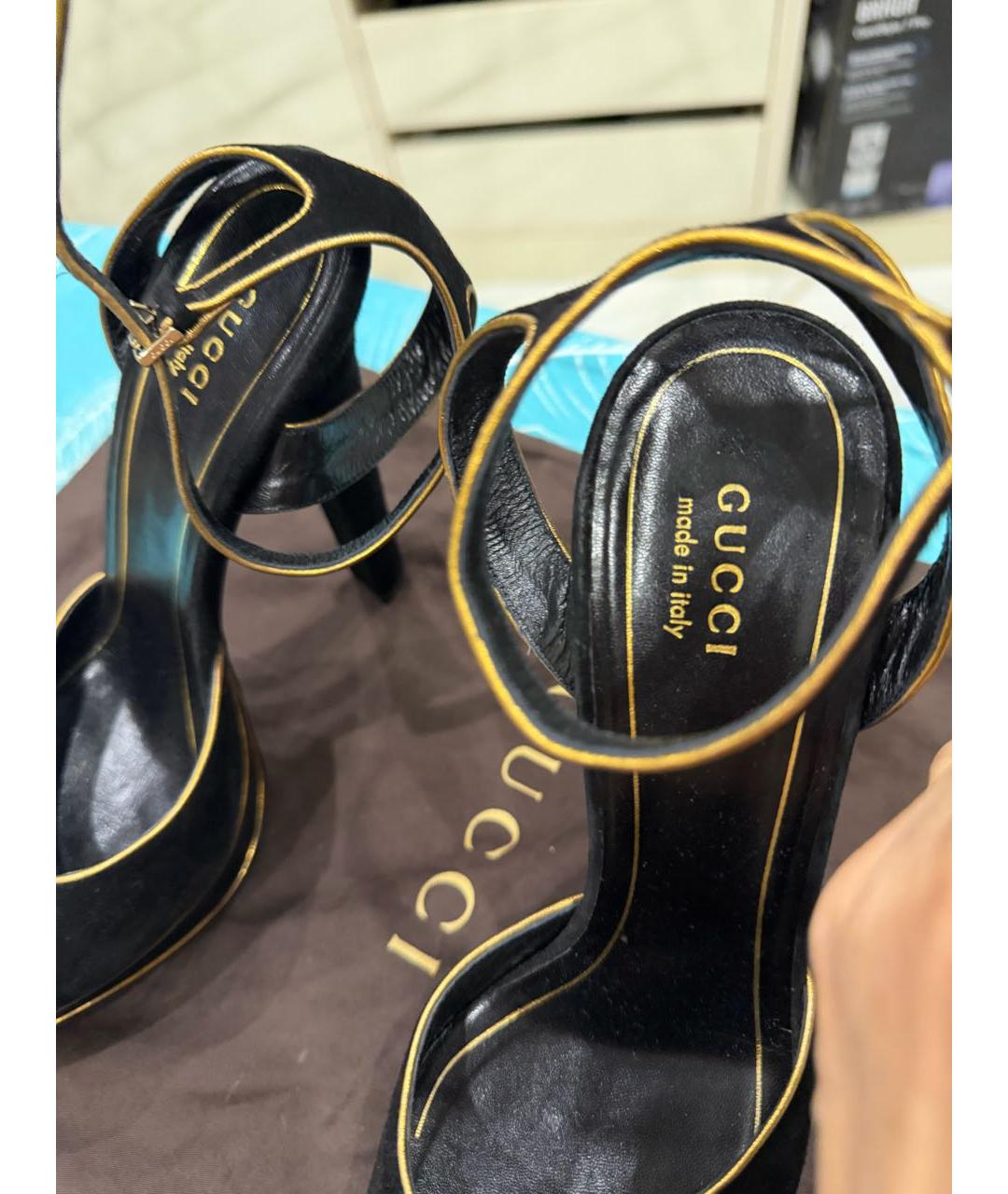 GUCCI Черные замшевые туфли, фото 4