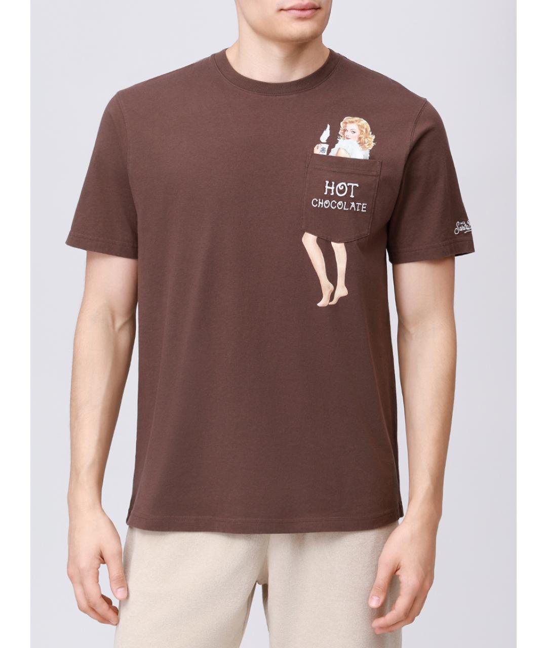 MC2 SAINT BARTH Коричневая хлопковая футболка, фото 4