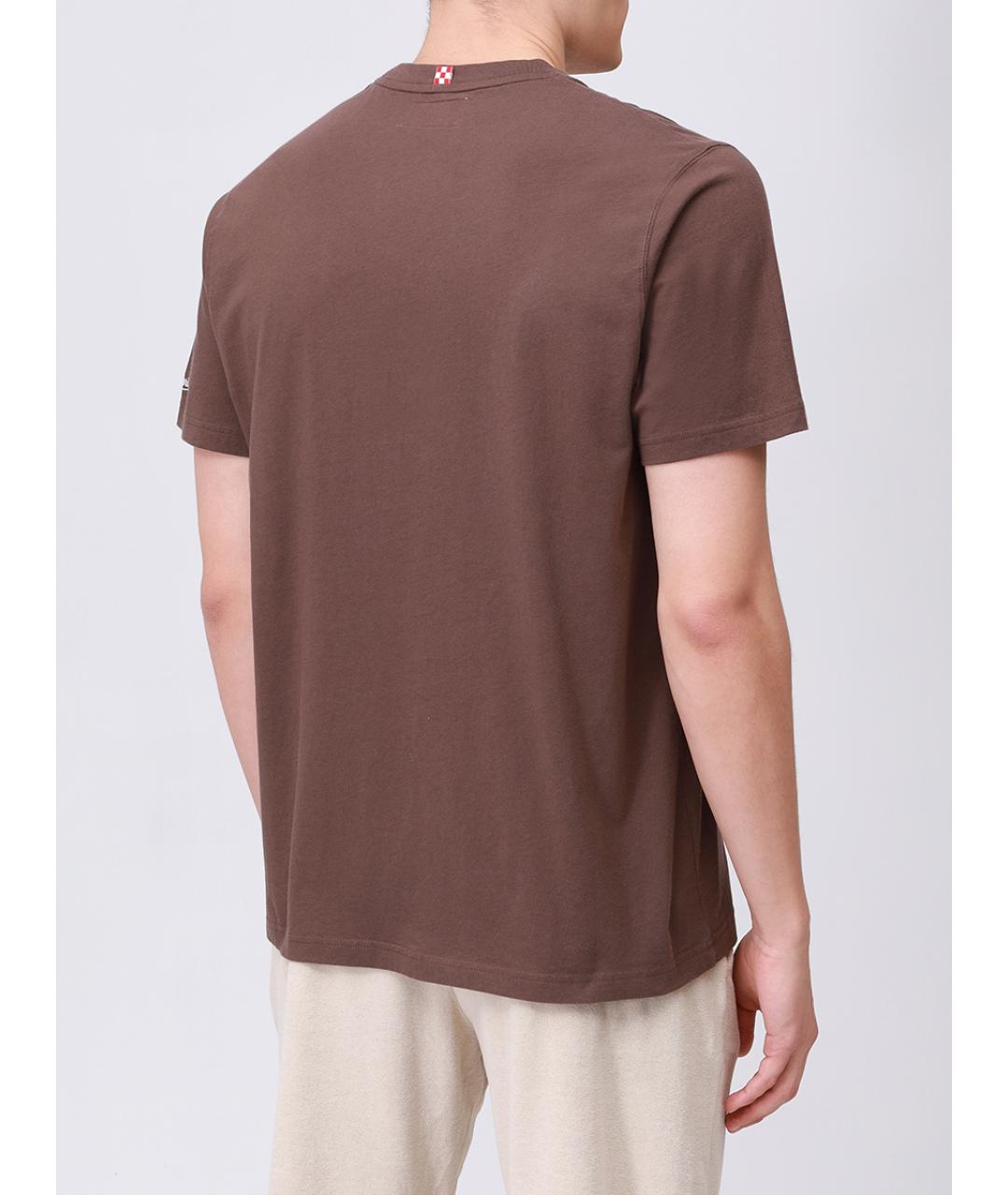MC2 SAINT BARTH Коричневая хлопковая футболка, фото 3
