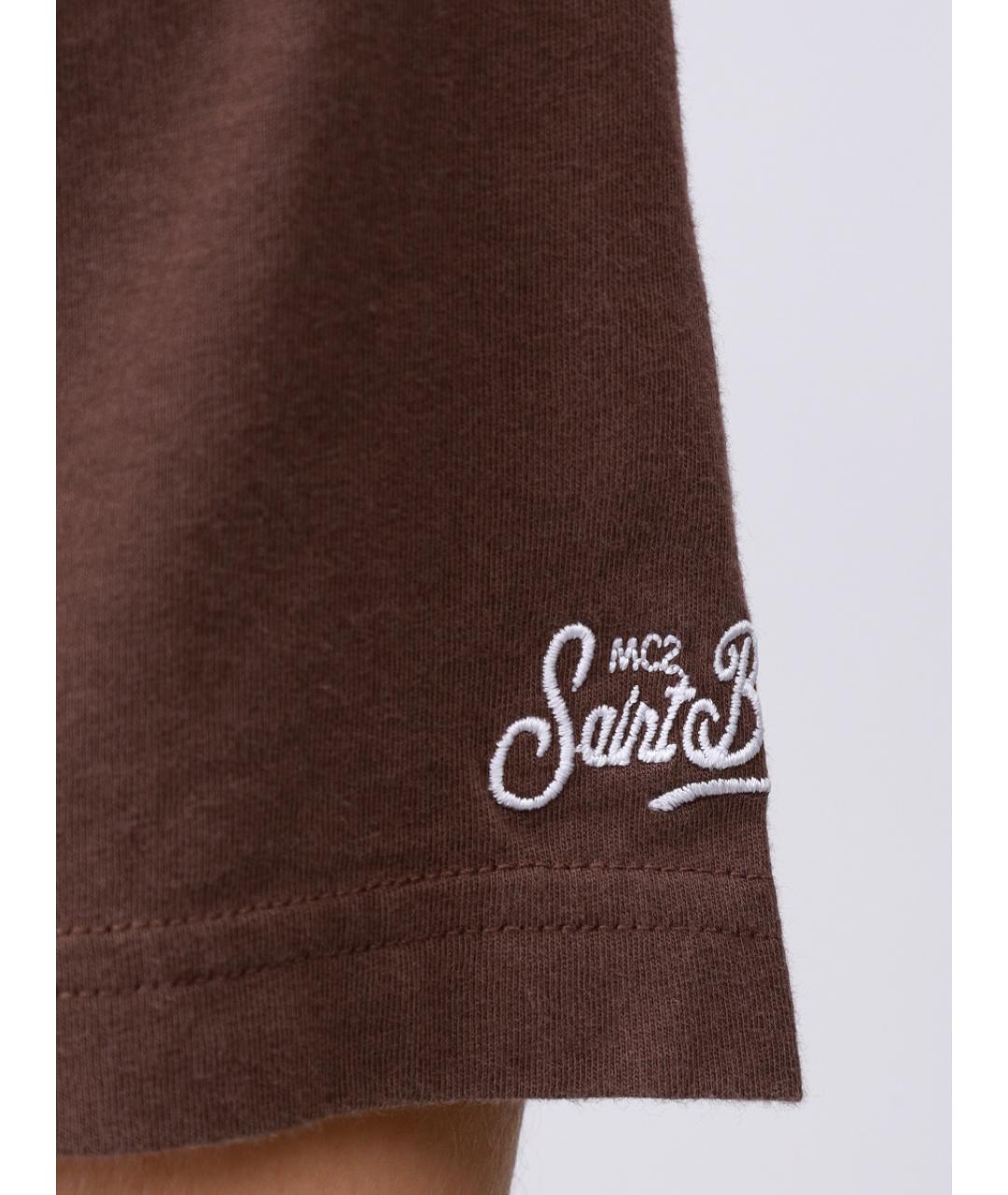MC2 SAINT BARTH Коричневая хлопковая футболка, фото 6
