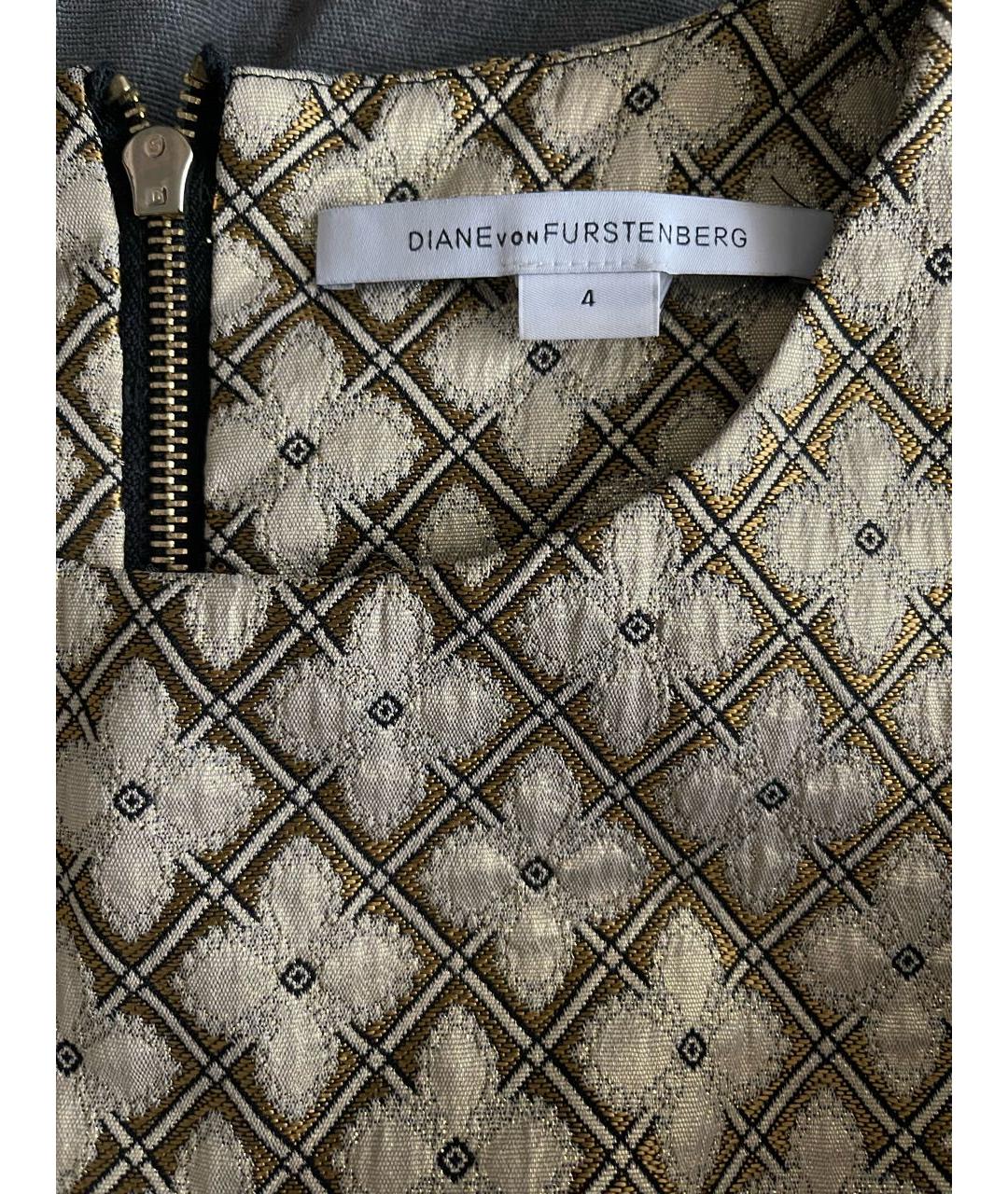 DIANE VON FURSTENBERG Золотое полиамидовое коктейльное платье, фото 3