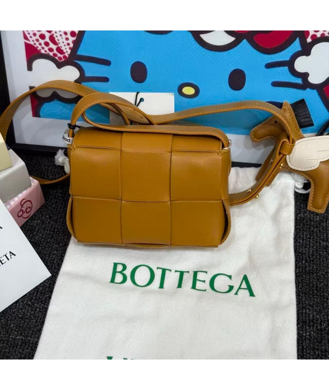 BOTTEGA VENETA Горчичная кожаная сумка через плечо, фото 3