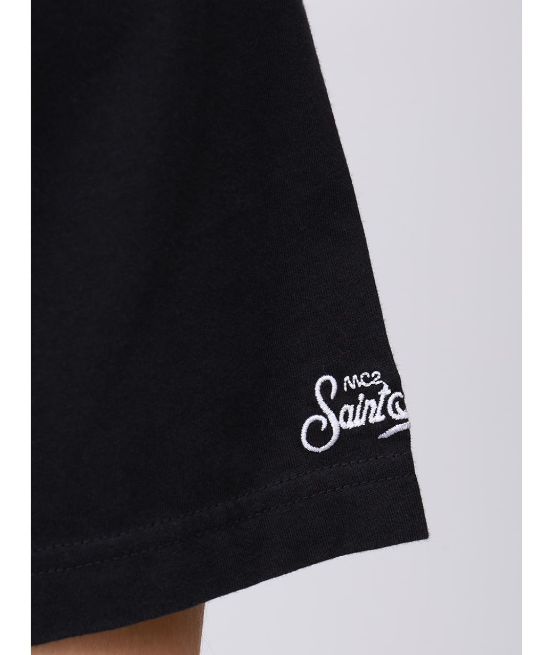 MC2 SAINT BARTH Черная хлопковая футболка, фото 6