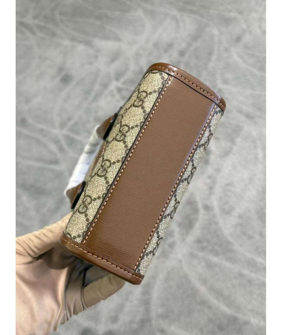 GUCCI Коричневая кожаная сумка через плечо, фото 5