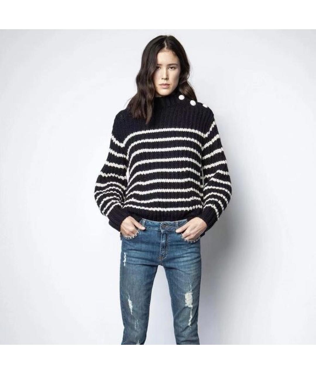 ZADIG & VOLTAIRE Темно-синий шерстяной джемпер / свитер, фото 4