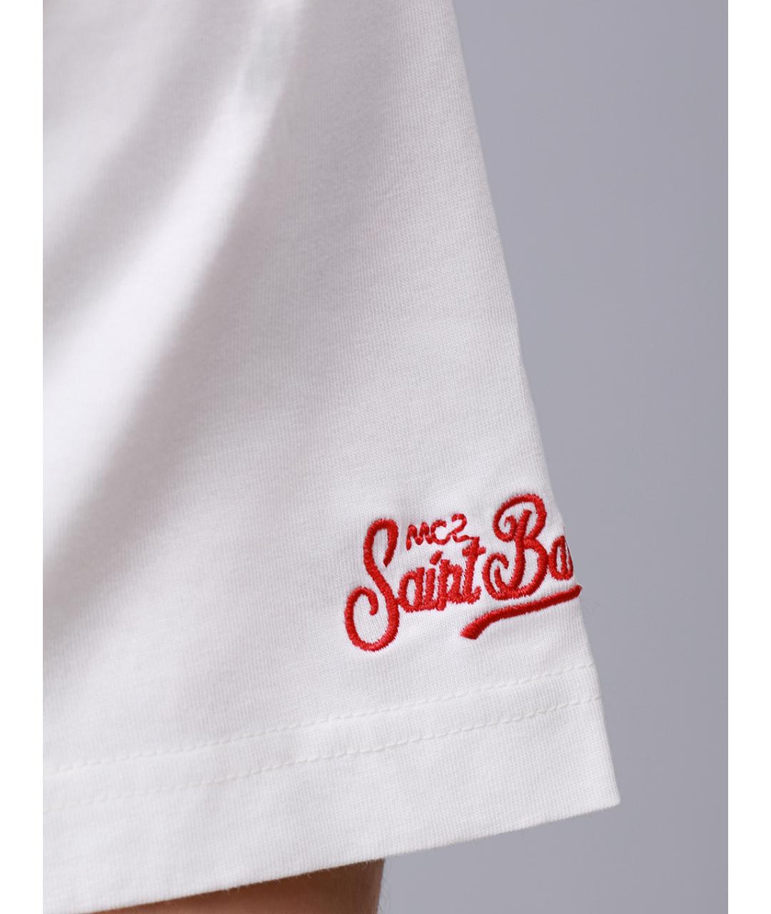 MC2 SAINT BARTH Белая хлопковая футболка, фото 6