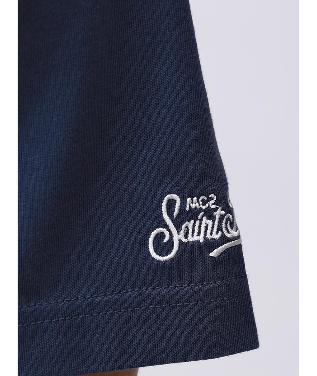 MC2 SAINT BARTH Синяя хлопковая футболка, фото 6