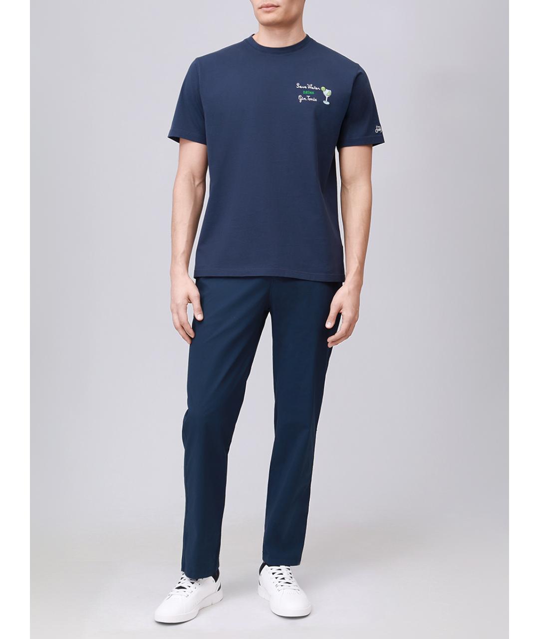 MC2 SAINT BARTH Синяя хлопковая футболка, фото 2