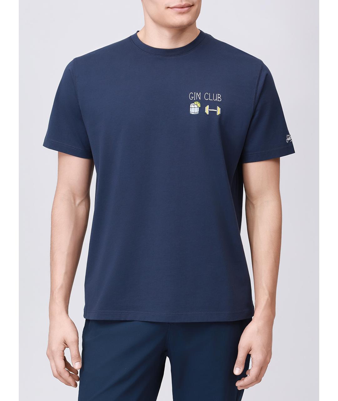 MC2 SAINT BARTH Синяя хлопковая футболка, фото 4